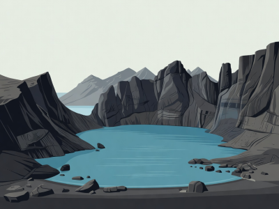 Flat vector illustration of the uninhabited Hornstrandir peninsula in Iceland's Westfjords.